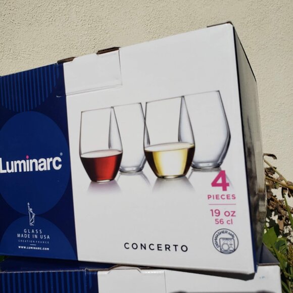 NEW Set of 4 Luminarc Concerto 19 oz glass stemless wine water iced tea glasses - Picture 4 of 10
